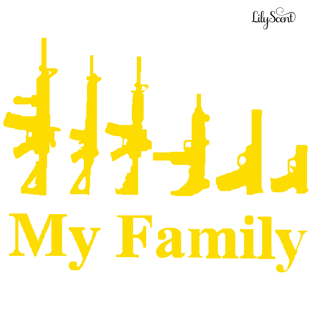 My Family Assault Weapon Reflective Car Truck Body Window Decor