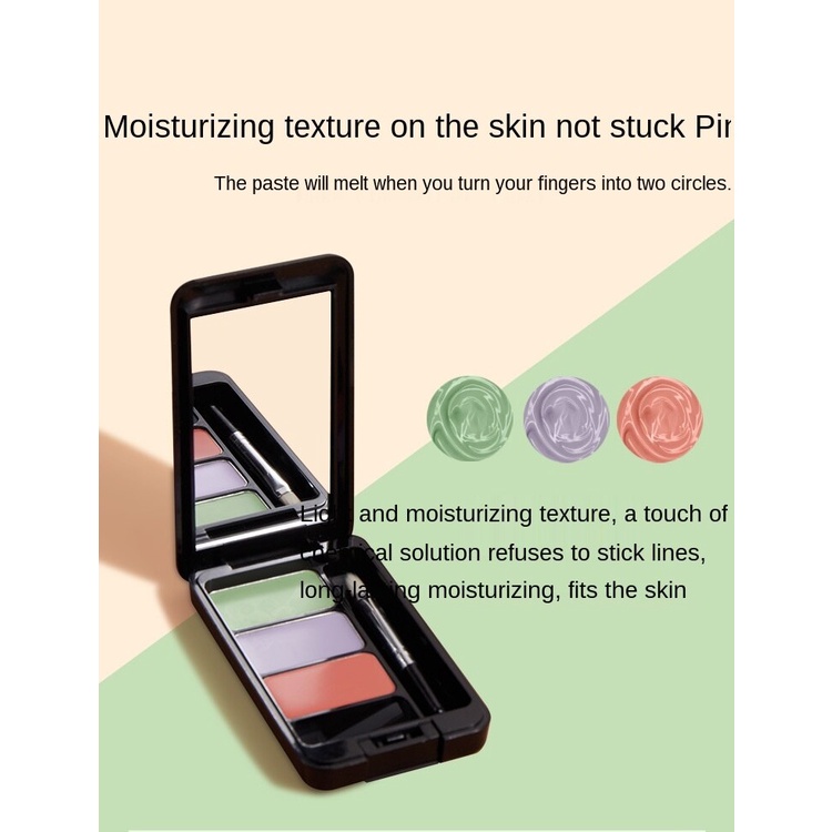 Kem che khuyết điểm GECOMO 3 màu sắc trang điểm tự nhiên che vết mụn làm sáng da