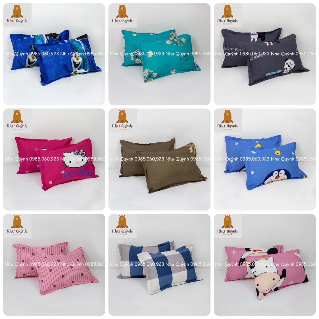 Vỏ gối đầu cotton poly họa tiết đẹp kích thước 45x65
