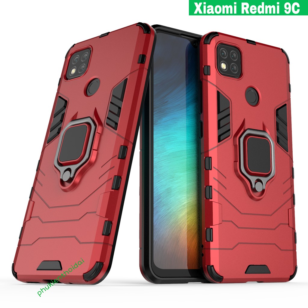 Ốp lưng Xiaomi Redmi 9C / Redmi 10C 4G / Redmi 12C Iron Man Iring chống sốc giá đỡ xem phim cao cấp