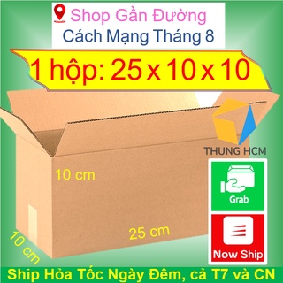Hộp carton đóng hàng 25x10x10 hộp catton gói hàng thunghcm H12