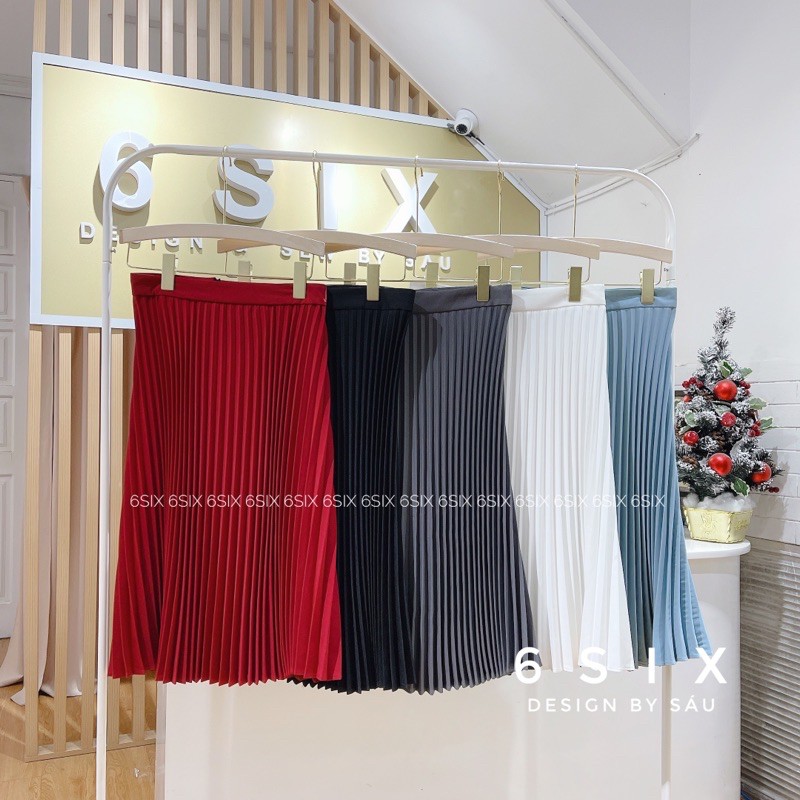 Chân váy dập ly xoè quạt hàng thiết kế cạp kéo khoá (5 màu)