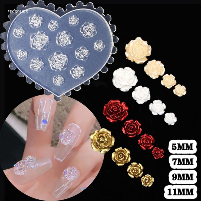 Khuôn silicone làm phụ kiện trang trí móng tay nghệ thuật epoxy resin tạo hình hoa hồng