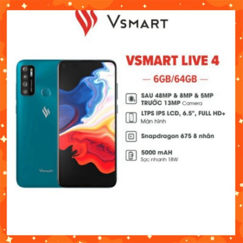 Điện Thoại Vsmart Live 4 6GB/64GB Fullbox Nguyên Seal Chính Hãng VLive4  - Điện thoại giá rẻ