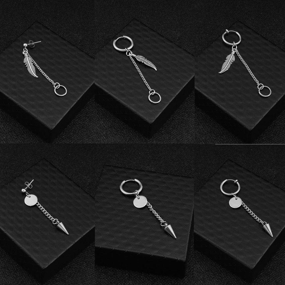 Khuyên Tai Dạng Hạt Hình Học Bằng Thép Không Gỉ Phong Cách Punk Hàn Quốc Cho Nam Và Nữ