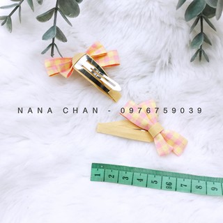 [I002] Set cặp tóc nơ caro vintage cho bé