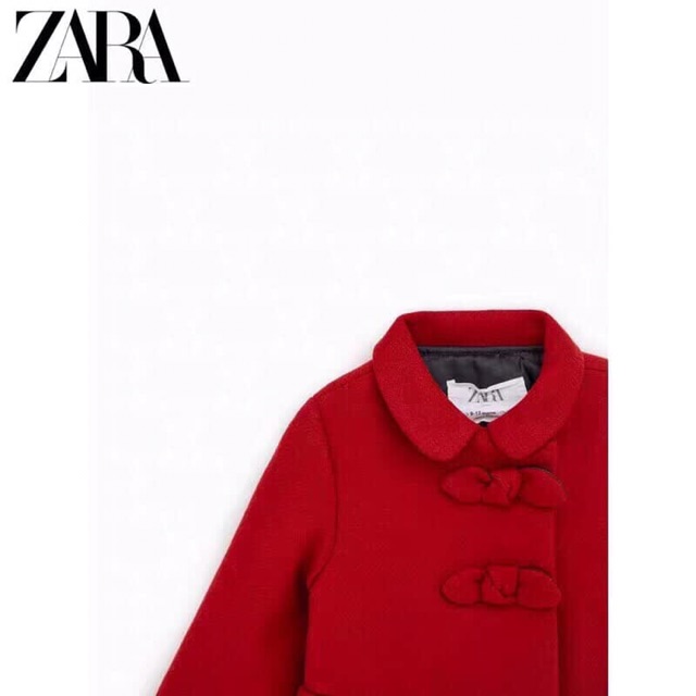Áo dạ đỏ cúc nơ Zara dư xịn