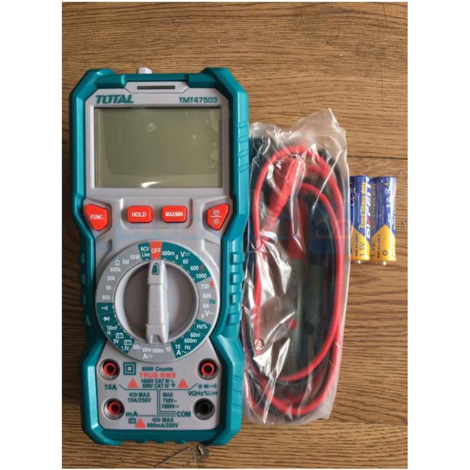 Đồng Hồ Đo Điện Máy Dụng Cụ Đo Vạn Năng 600A Total TMT47503 - Ingco DM7504 - Có đèn nền và đèn chiếu sáng
