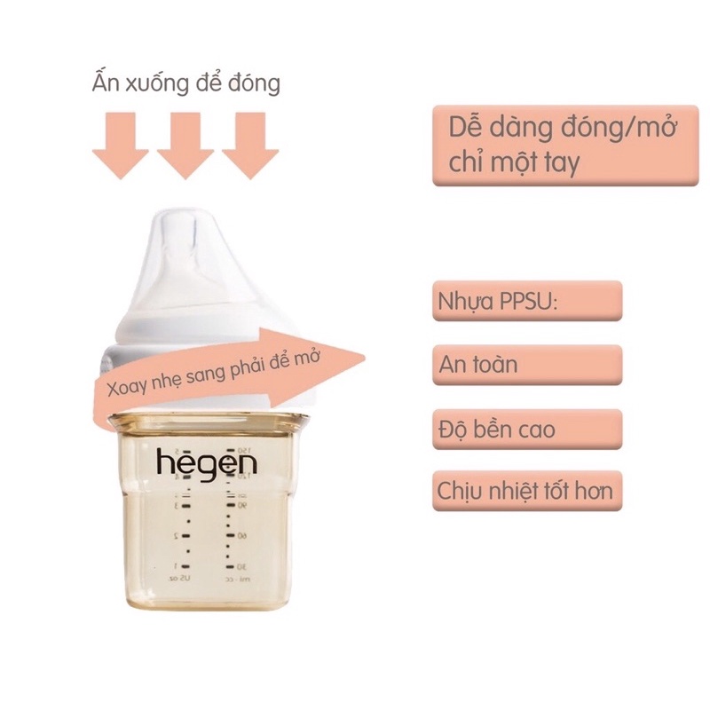Bình sữa Hegen PPSU 150ml ,240ml chính hãng
