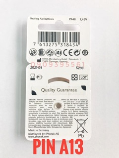 Pin Máy Trợ Thính Phonak A13 Vỉ 6 Viên