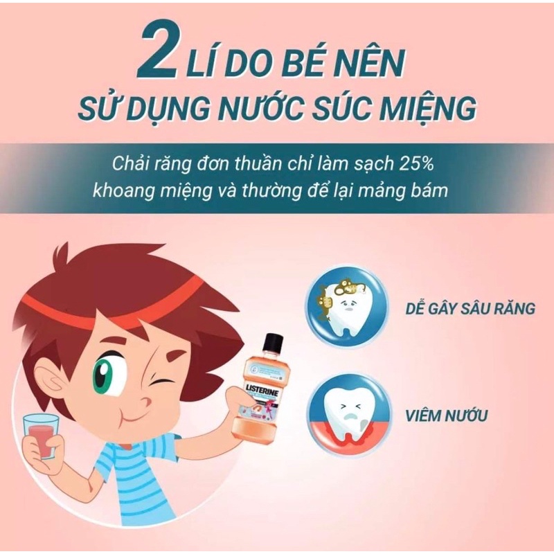 Nước súc miệng Listerine Kids dành riêng cho trẻ trên 6 tuổi 250ml