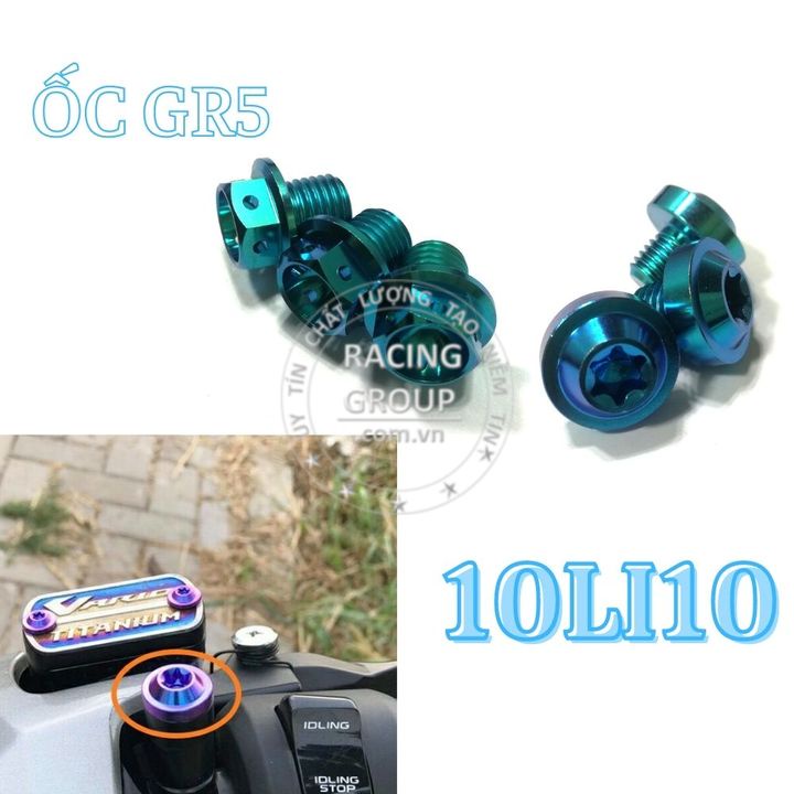 Bộ 2 ốc GR5 10li10 (1 ren thuận, 1 ren ngược) Đầu dù bền và cứng Gắn chân kính cho hầu hết các dòng xe máy