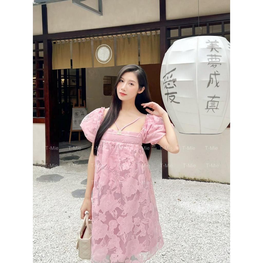 T-Mie | Đầm Bầu Thiết Kế Cổ V Tay Phồng Form Suôn Cao Cấp Siêu Sang Chảnh Công Sở Đi Tiệc Đẹp ,MD4496