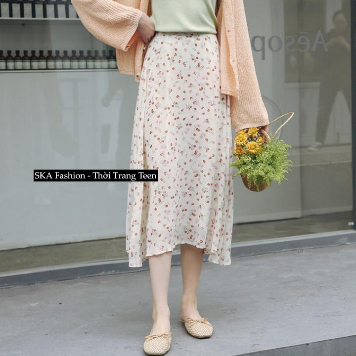 Chân Váy Trắng Dài Voan Midi Hoa Nhí, Chân Váy 2 Lớp - SKA | BigBuy360 - bigbuy360.vn