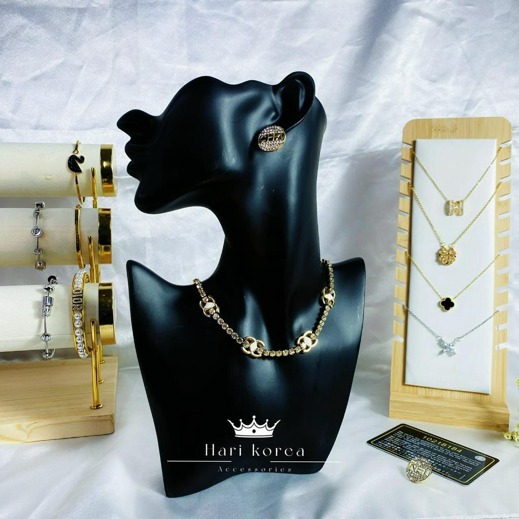 Vòng cổ CN nữ thời trang, dây chuyền CN &amp; bông tai rễ phối đồ, phụ kiện trang sức Hari korea accessories