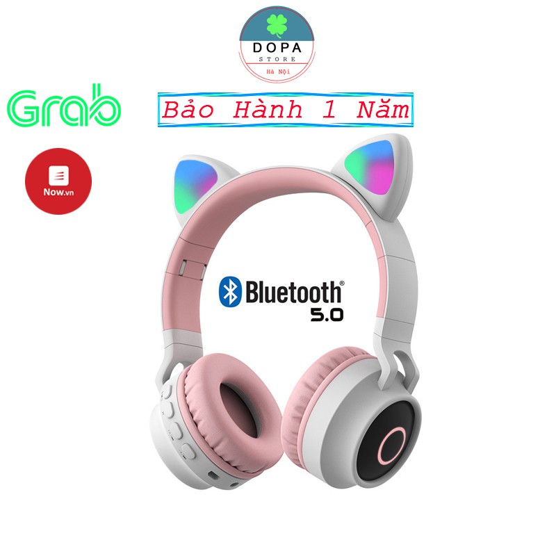 Tai nghe bluetooth dể thương tai thỏ có led, hỗ tợ mic đàm thoại âm thanh sống động - Bảo Hành 6 Tháng