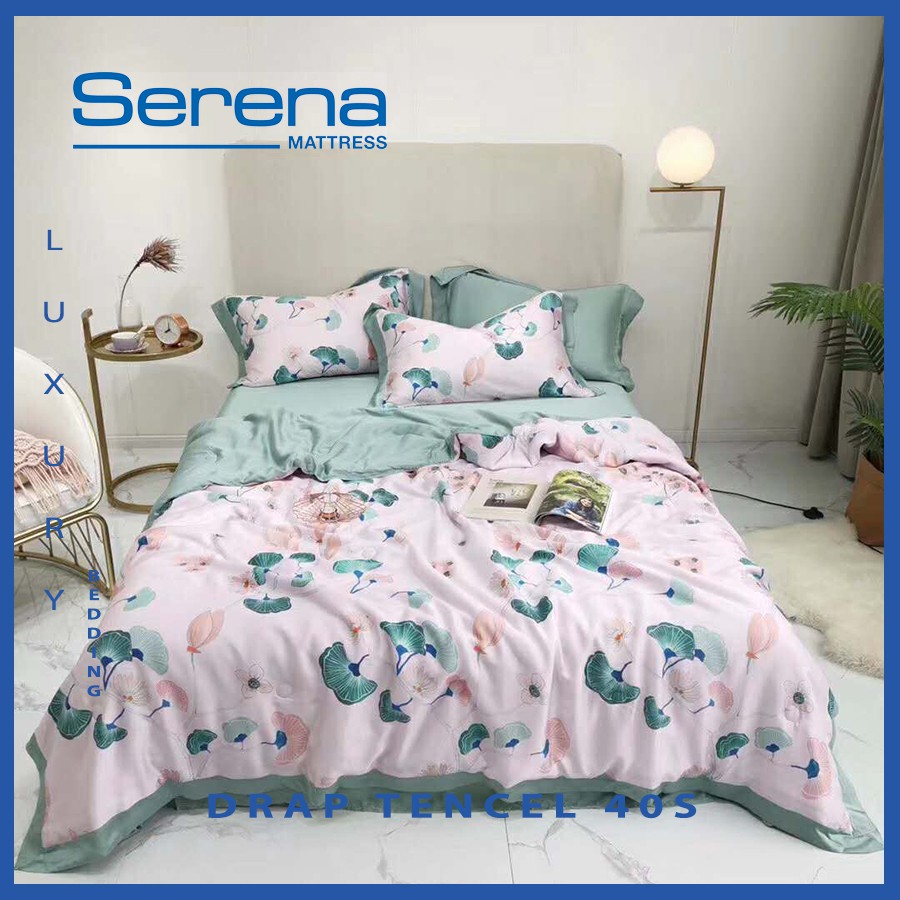 Bộ chăn ga gối Drap Tencel 40s Serena Cao Cấp Phong Cách Hàn Quốc 5 món chăn ga gối chần bông – Hệ Thống Nệm