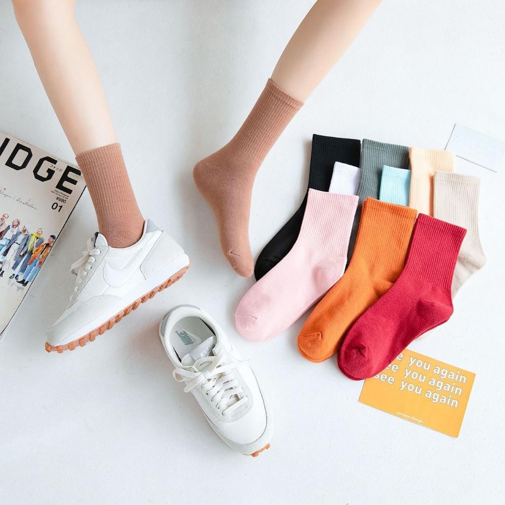 Tất Nữ Cổ Cao Style Hàn Quốc Vintage Cute Hoạt Hình Có Set 10 Đôi LOPEVA TV57