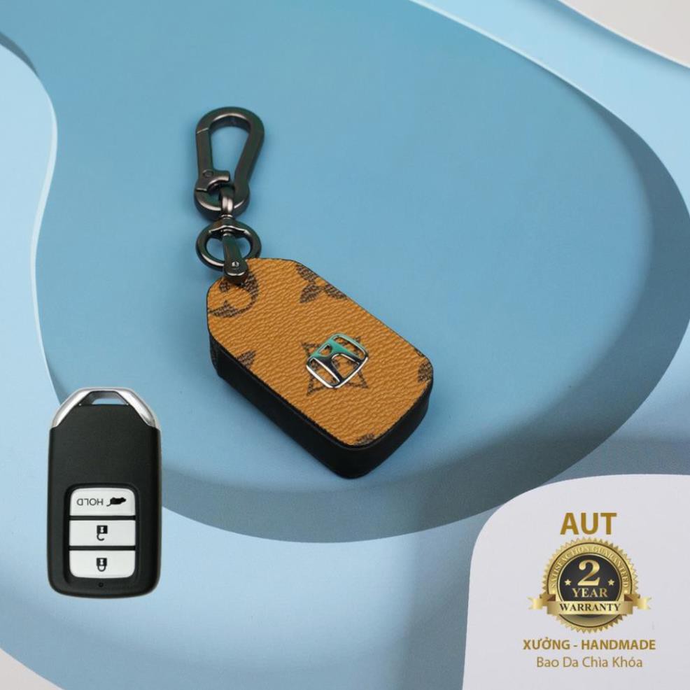 Bao da chìa khóa Honda 3 nút (Honda City, CIVIC, ACCORD, CR-V,HR-V,Odyssey) da Canvas L.V xẻ túi