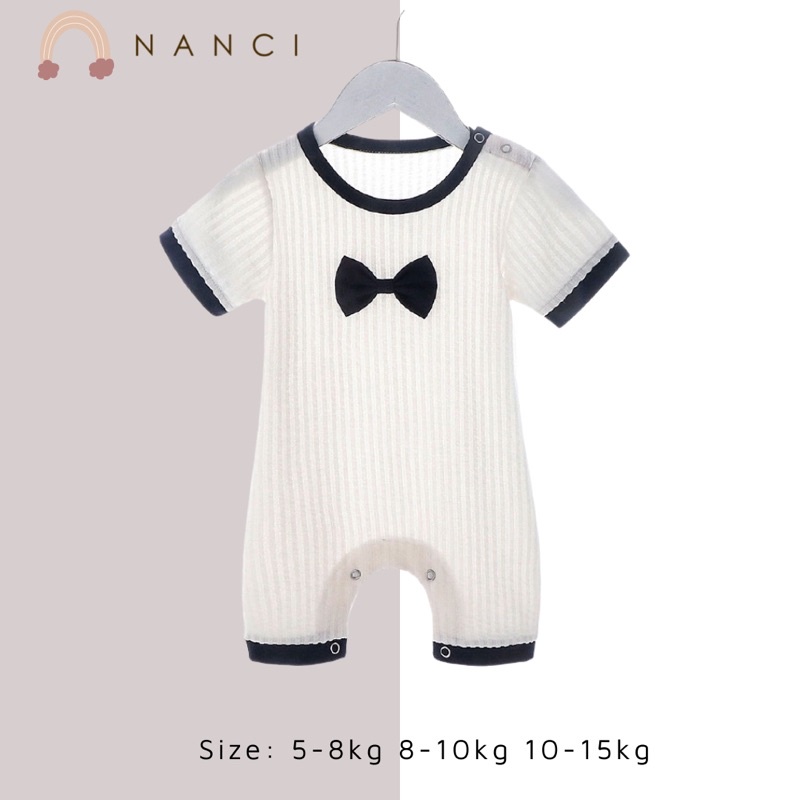 Bodysuit cổ tròn cotto kèm nơ em bé