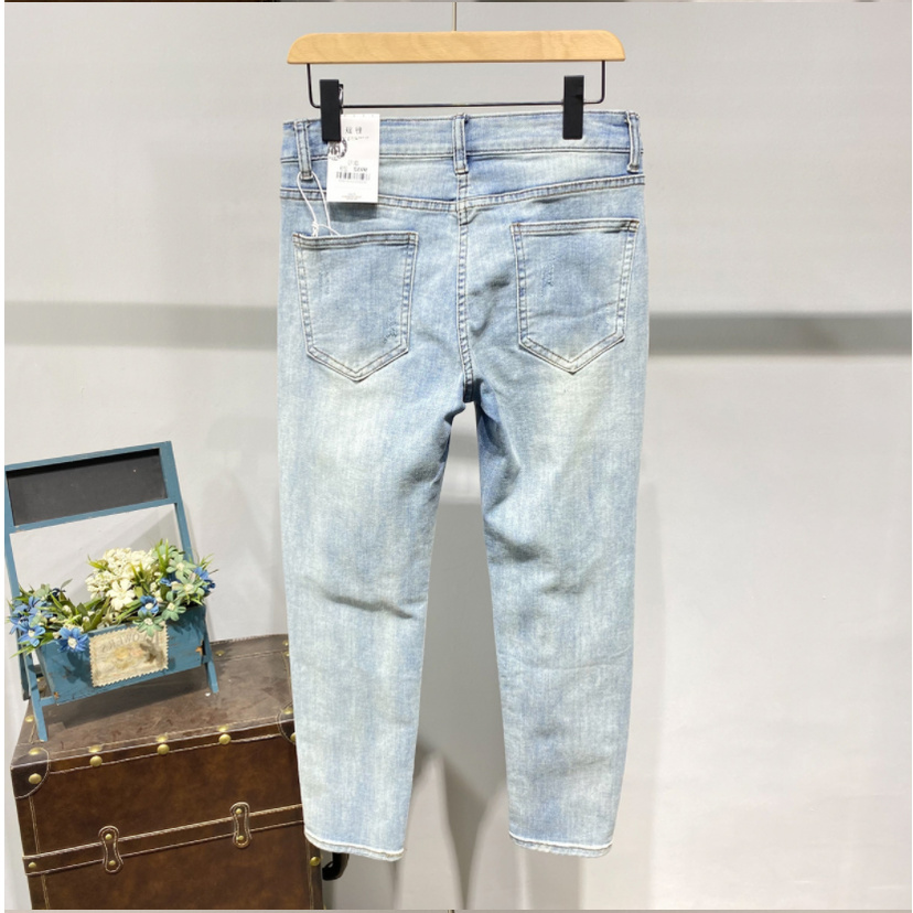 Quần Jean Nam Ống Dài Rách Gối Cao Cấp Trẻ Trung Năng Động Thoải Mái, Chất Bò Cao Cấp Mềm Mại Co Dãn