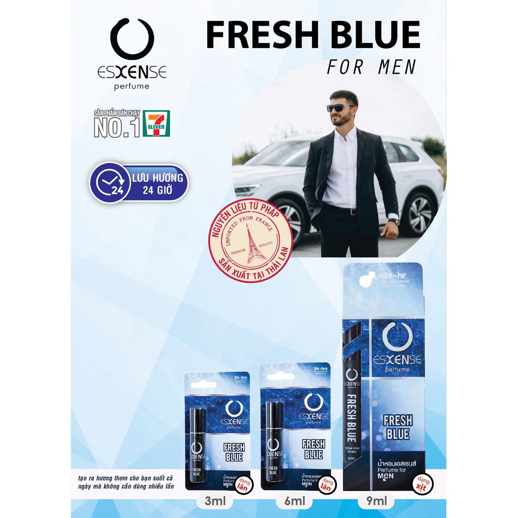 Nước Hoa Nam 24H Esxense Perfume FRESH BLUE For Men No.303 3ml