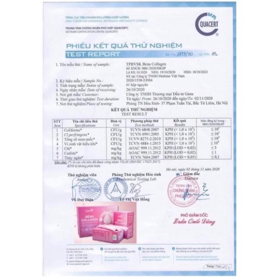COLLAGEN BENA công ty GANA hộp 30 gói,