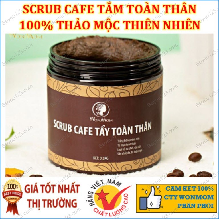 Scrub Cafe tắm, tẩy tế bào chết toàn thân Wonmom 100% thiên nhiên 500g (thay cho sữa tắm hóa chất) Việt Nam