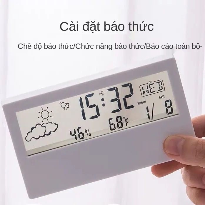 Đồng hồ báo thức học sinh thời trang đơn giản cô gái trái tim câm đầu giường phòng ngủ mẫu đèn nhỏ trong suốt