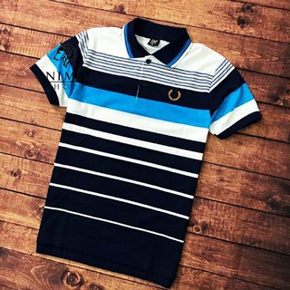 Áo thun polo sọc ngang thêu bông lúa NMP034