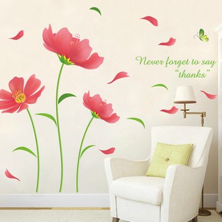 Decal dán tường hoa đỏ cánh mỏng