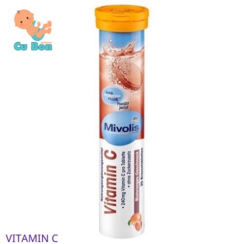 Viên Sủi Mivolis Vitamin C và các vị khác Hỗ trợ tăng cường hệ miễn dịch 20 Viên của ĐỨC