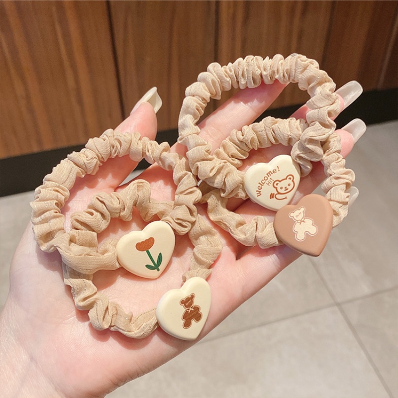 Dây Cột Tóc Trang Trí Hình Trái Tim Dễ Thương Đơn Giản Phong Cách Hàn Quốc