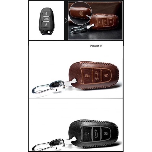 Bao Da Chìa Khoá Peugeot 2008,3008,5008.bọc chìa khoá da thật