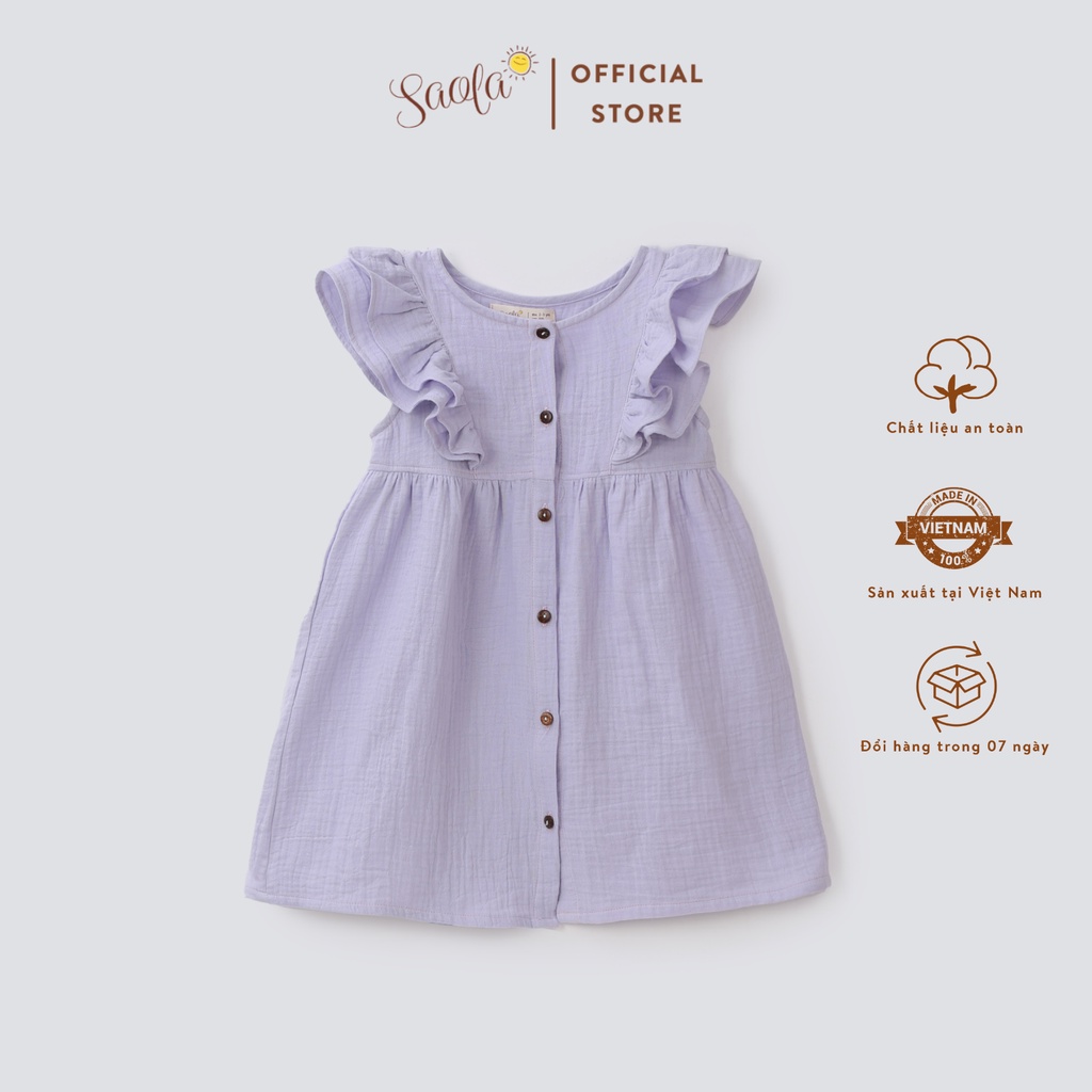 Váy Bé Gái Tay Bèo Nhún Xinh Xắn Chất Liệu Muslin Cao Cấp - DARINE DRESS - DRM025 - SAOLA KIDS CLOTHING