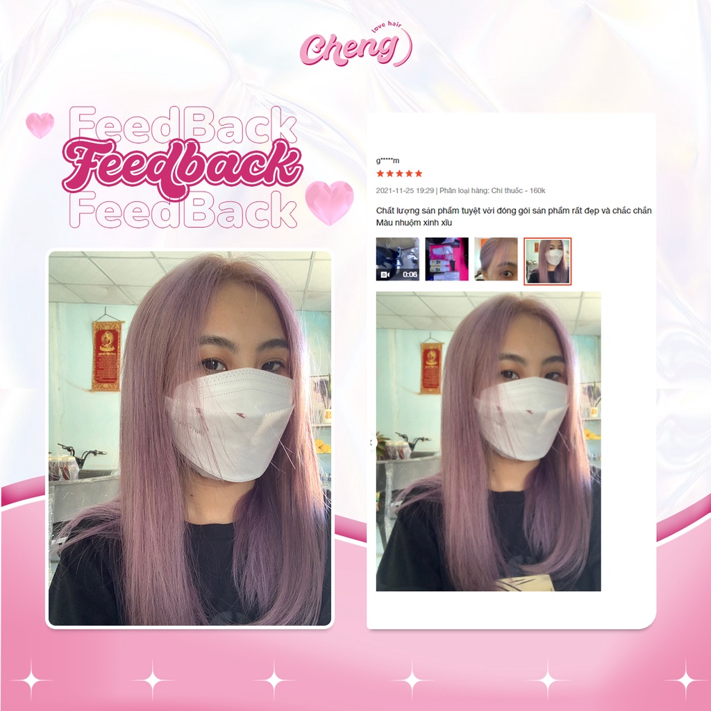 Thuốc nhuộm tóc TÍM SỮA Chenglovehairs, Chengloveshair, Chengloveshairs, Chenglovehair