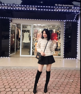 Bốt cao cổ gót nhọn da lộn