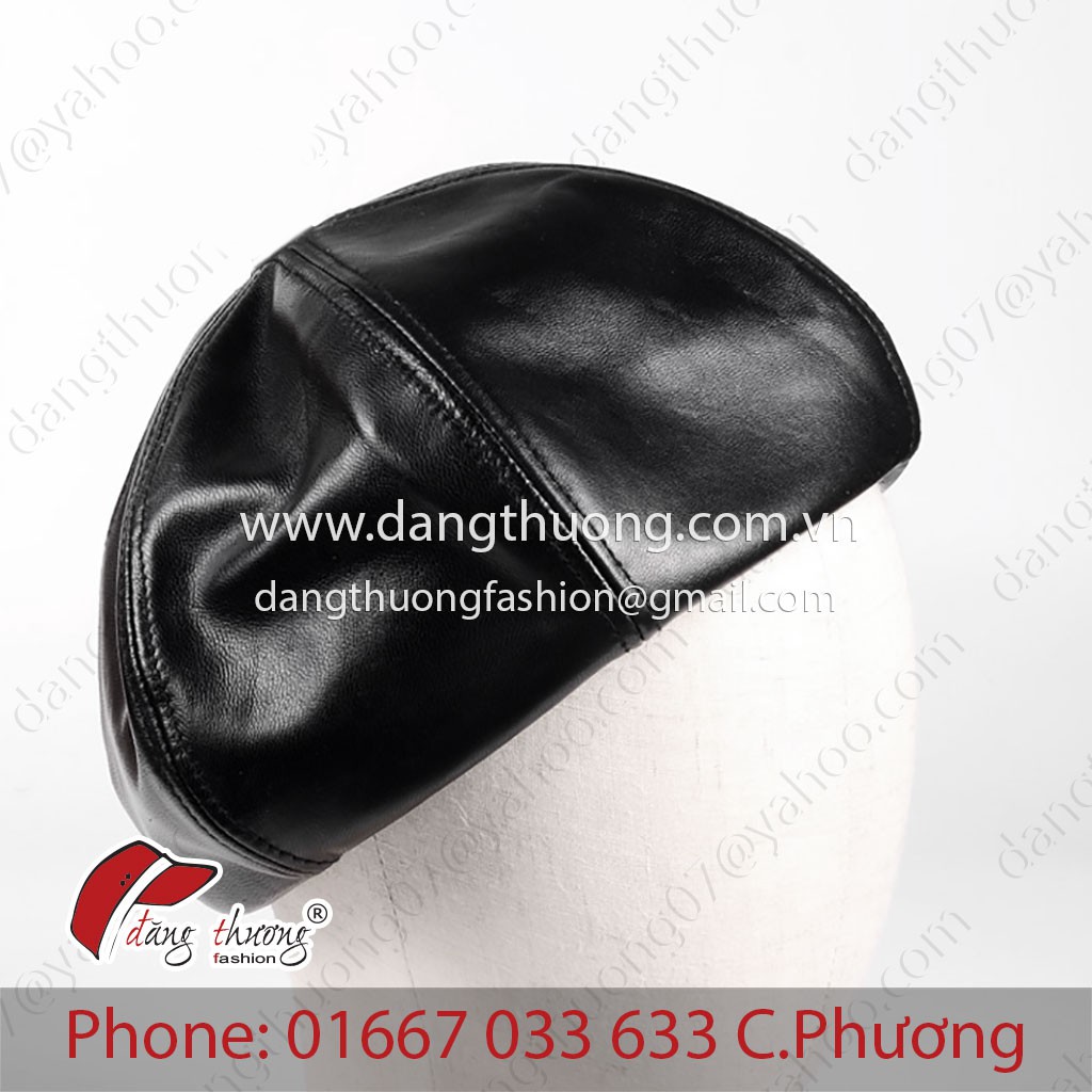 Mũ nồi da đen HÌNH THẬT CLIP THẬT leather beret