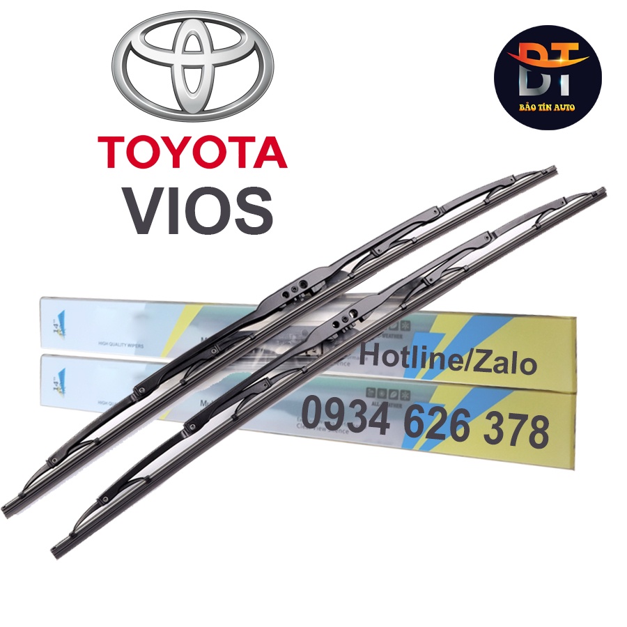 1 Cặp cần gạt mưa khung xương, chổi gạt mưa xe Toyota vios , gạt kính xe oto, thanh gạt nước mưa
