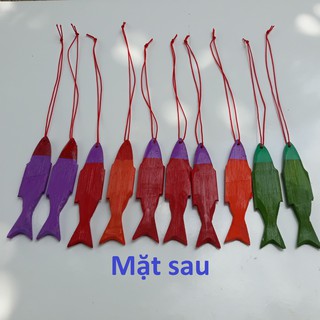 [Hàng tặng không bán] Cá gỗ tre màu trang trí handmade