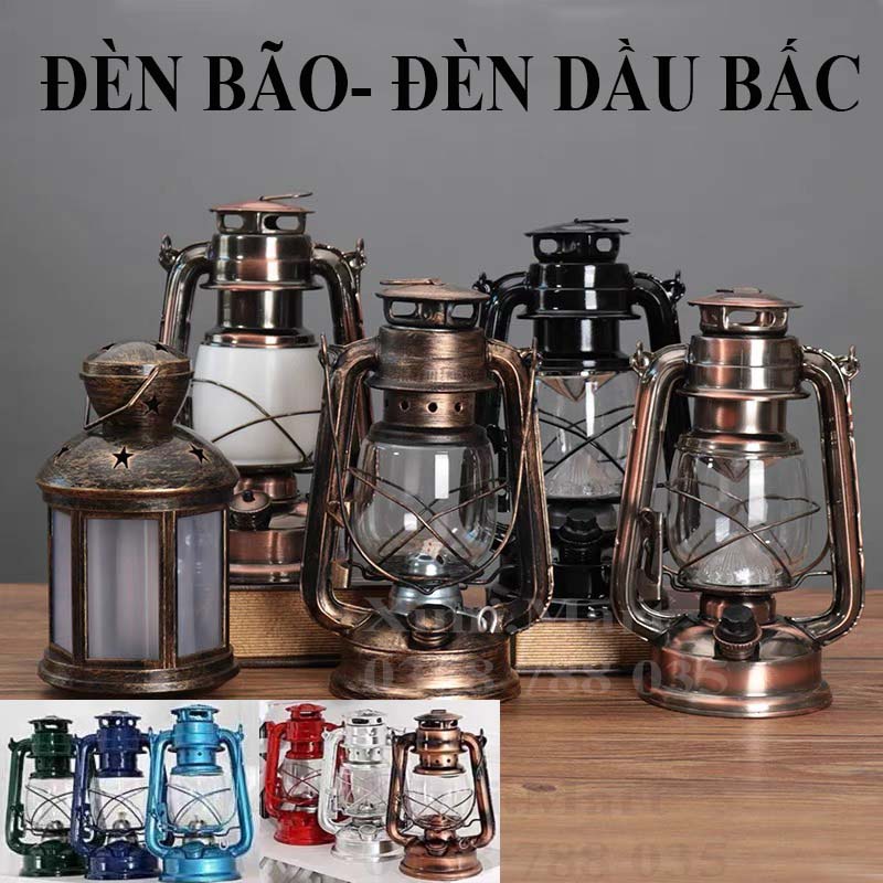 Đèn bão dùng dầu, đèn LED Cắm sạc phong cách cổ điển để cắm trại, du lịch, trang trí nhiều màu sắc