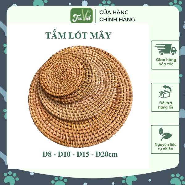 Lót mây lót ly cốc nồi trang trí bàn ăn - Rattan Placemat