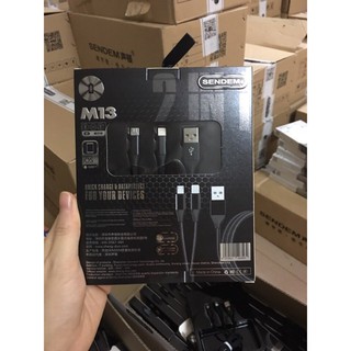 Cáp sạc 2 đầu sendem m13: lightning và micro usb dây dù cao cấp