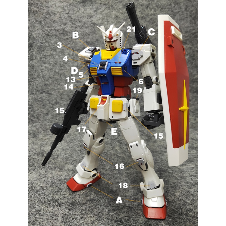 Phụ kiện mod ANUBIS - Chi tiết nhựa mô hình in 3D cho MG 1/100 RX-78-2 VER GTO GP012