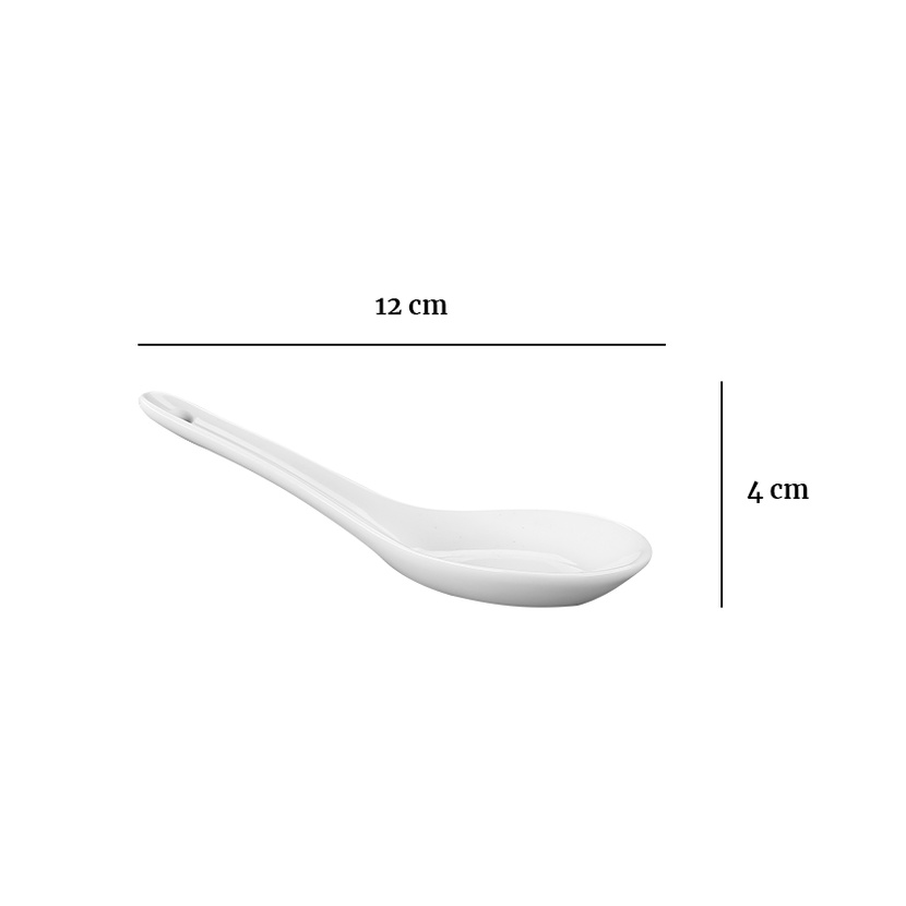Thìa sứ trắng có lỗ Long Phương cao cấp dùng ăn soup cá nhân