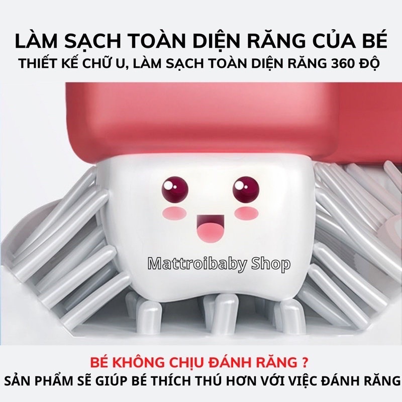 Bàn chải đánh răng cho bé hình chữ U siêu mềm - Bàn chải silicon tập đánh răng cho bé 2-6 tuổi chịu được lực cắn