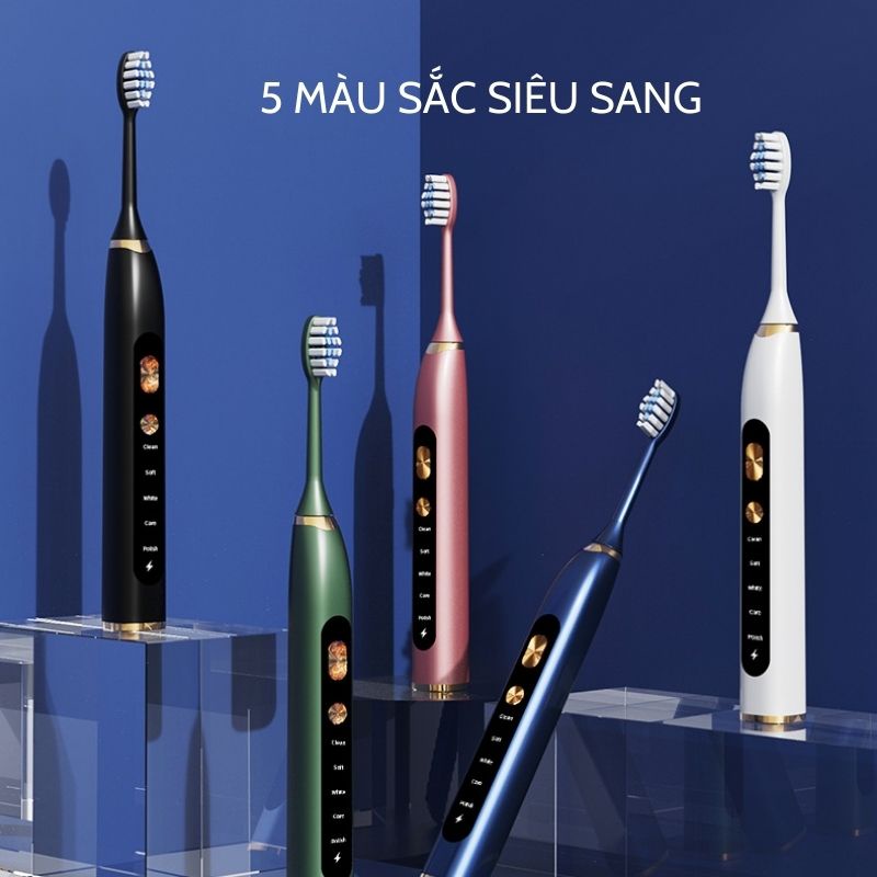 Bàn chải điện đa năng thông minh JIASHI động cơ từ tính 5 chế độ chăm sóc răng tặng kèm 4 đầu chải và cáp sạc BCD03