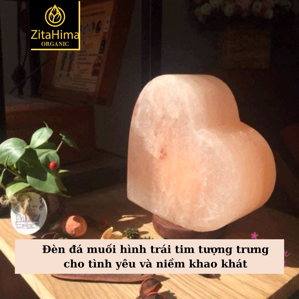 Đèn Đá Muối Xông Tinh Dầu Hình Trái Tim ZitaHima