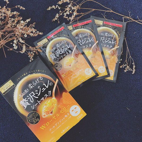 Mặt Nạ Thạch Vàng Collagen Cao Cấp Utena Của Nhật Bản - 3 Miếng - Màu Vàng Sữa Ong Chúa