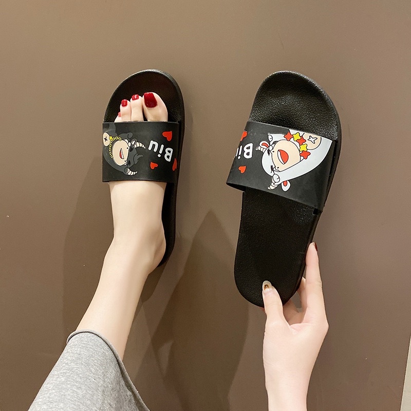 Dép quai ngang nữ BIU BIU, đi trong nhà cute họa tiết dễ thương Unisex.